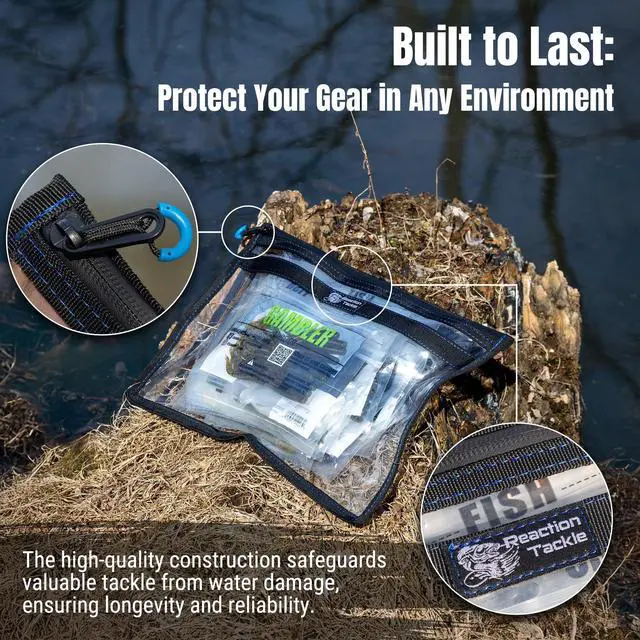 Alt view image 3 of 7 - Clear Tackle Storage Bags, Water Resistant Zippered Paks for Bait, Lures, and Soft Plastics, Heavy Duty TPU with Reinforced Sides for Boats and Kayaks, 16x12 in, 4-Pack