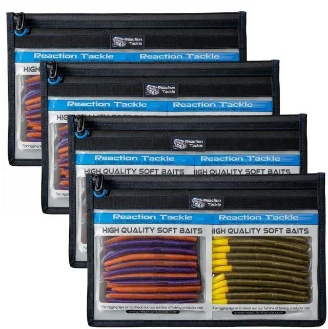 Main image of Clear Tackle Storage Bags, Water Resistant Zippered Paks for Bait, Lures, and Soft Plastics, Heavy Duty TPU with Reinforced Sides for Boats and Kayaks, 16x12 in, 4-Pack