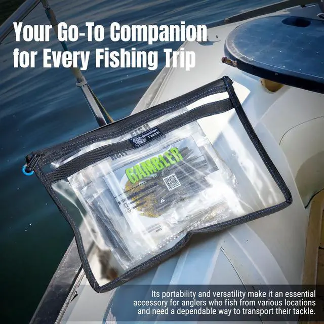 Alt view image 6 of 7 - Clear Tackle Storage Bags, Water Resistant Zippered Paks for Bait, Lures, and Soft Plastics, Heavy Duty TPU with Reinforced Sides for Boats and Kayaks, 16x12 in, 4-Pack