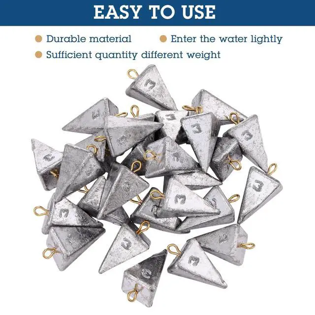 Alt view image 6 of 7 - 27 Pieces Pyramid Fishing Weights Sinkers Triangle Rig Pyramid Sinkers for Ocean Saltwater Surf Bass Catfish Fishing Weights Casting Gear Tackle Essential