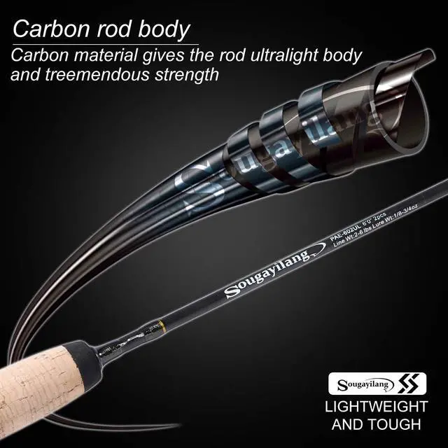 Alt view image 4 of 7 - Fishing Rods Graphite Lightweight Ultra Light Trout Rods 2 Pieces Cork Handle Crappie Spinning Fishing Rod