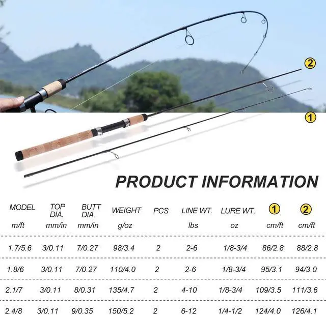 Alt view image 6 of 7 - Fishing Rods Graphite Lightweight Ultra Light Trout Rods 2 Pieces Cork Handle Crappie Spinning Fishing Rod