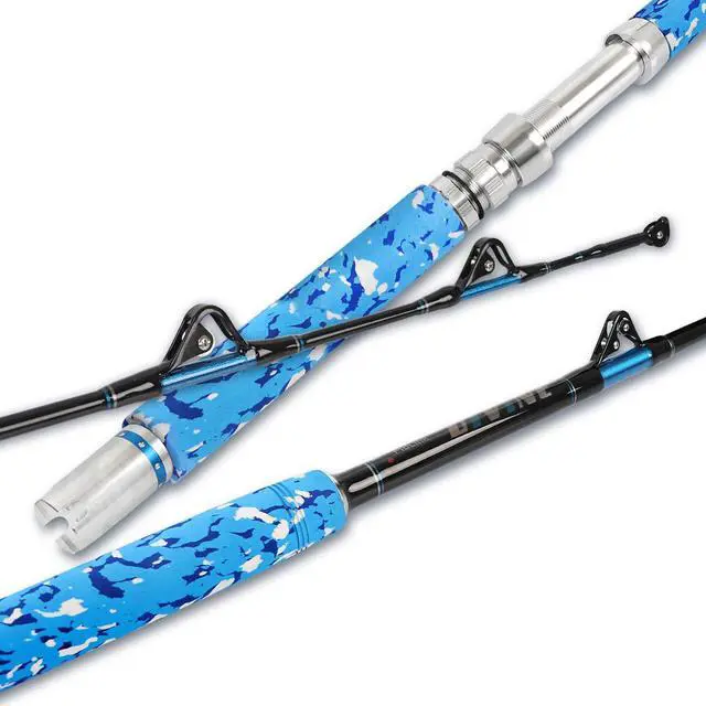 Main image of Fishing Trolling Rod 1 Piece/2 Piece Saltwater Offshore Heavy Roller Rod Big Game Conventional Boat Camo Fishing Pole (6'/6'6",30-50lb/50-80lb/80-120lb)