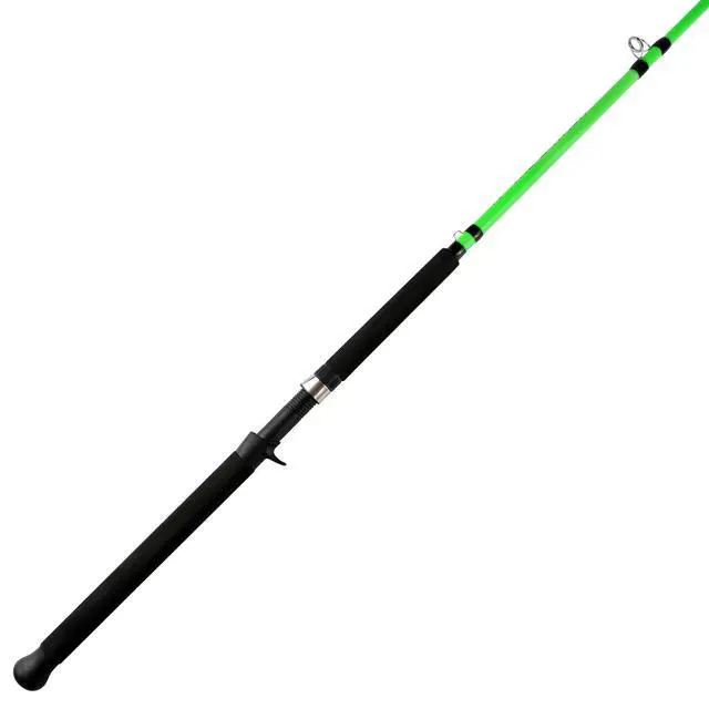 Alt view image 5 of 5 - 8' Glow Catfish Rod, Medium Heavy 2-Piece, 10-65 lb | S-glass carbon blank, glow-in-dark finish, EVA grip and stainless guides for night catfishing with 10-65 lb line