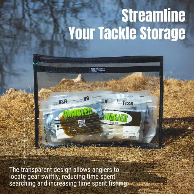 Alt view image 2 of 7 - Clear Tackle Storage Bags, Water Resistant Zippered Paks for Bait, Lures, and Soft Plastics, Heavy Duty TPU with Reinforced Sides for Boats and Kayaks, 16x12 in, 4-Pack
