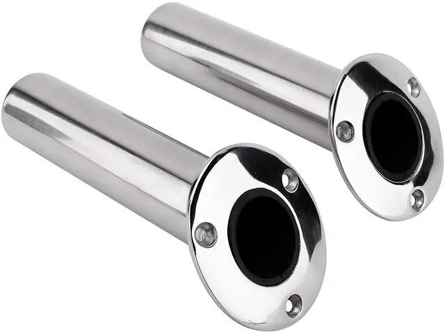 Alt view image 2 of 7 - 4-Pack Heavy Duty Stainless Steel 316 Deluxe Rod Holders with Drain, Flush Mount Fishing Rod Pole Holders, 30 Degree /15 Degree/90 Degree