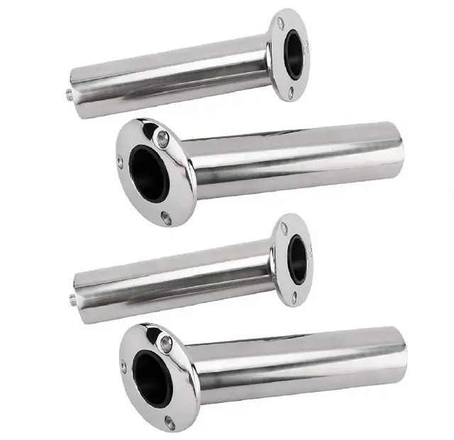 Alt view image 4 of 7 - 4-Pack Heavy Duty Stainless Steel 316 Deluxe Rod Holders with Drain, Flush Mount Fishing Rod Pole Holders, 30 Degree /15 Degree/90 Degree