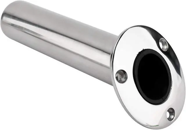 Alt view image 6 of 7 - 4-Pack Heavy Duty Stainless Steel 316 Deluxe Rod Holders with Drain, Flush Mount Fishing Rod Pole Holders, 30 Degree /15 Degree/90 Degree