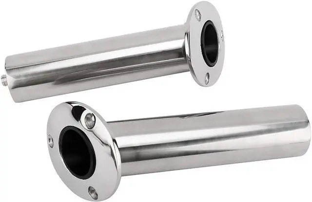 Alt view image 5 of 7 - 4-Pack Heavy Duty Stainless Steel 316 Deluxe Rod Holders with Drain, Flush Mount Fishing Rod Pole Holders, 30 Degree /15 Degree/90 Degree