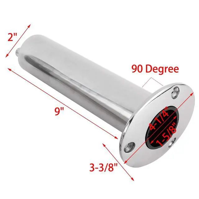 Alt view image 2 of 7 - 4-Pack Heavy Duty Stainless Steel 316 Deluxe Rod Holders with Drain, Flush Mount Fishing Rod Pole Holders, 30 Degree /15 Degree/90 Degree