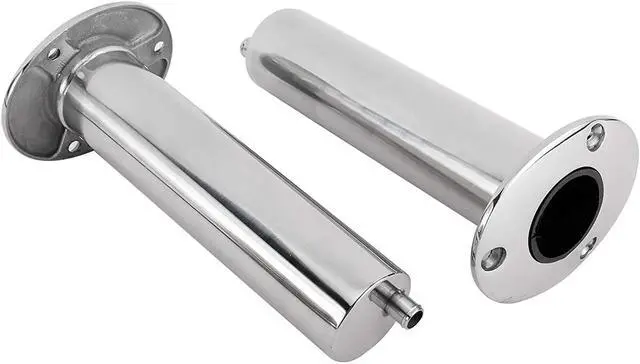Alt view image 3 of 7 - 4-Pack Heavy Duty Stainless Steel 316 Deluxe Rod Holders with Drain, Flush Mount Fishing Rod Pole Holders, 30 Degree /15 Degree/90 Degree