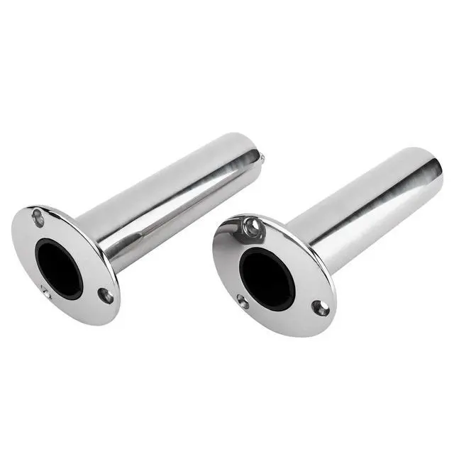 Alt view image 4 of 7 - 4-Pack Heavy Duty Stainless Steel 316 Deluxe Rod Holders with Drain, Flush Mount Fishing Rod Pole Holders, 30 Degree /15 Degree/90 Degree