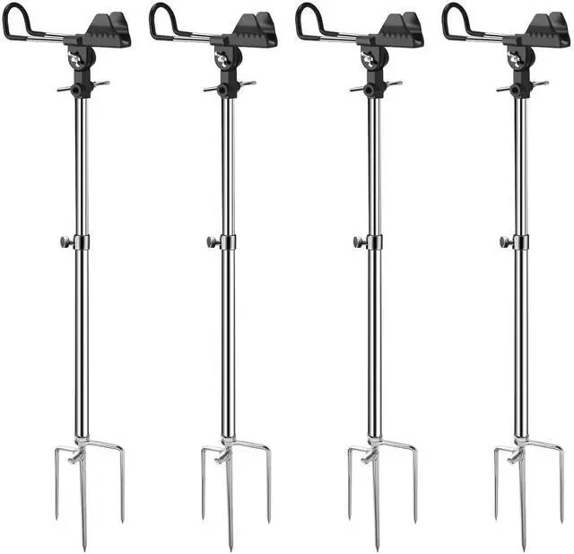 Main image of 2/4 Pack Fishing Rod Holders, 360 Degree Adjustable Fishing Rod Holders for Bank Fising, Height Adjustable 25-36.6 Inch Multifunctional Stainless Steel Beach Fishing Rod Holder Fishing Gifts for Men