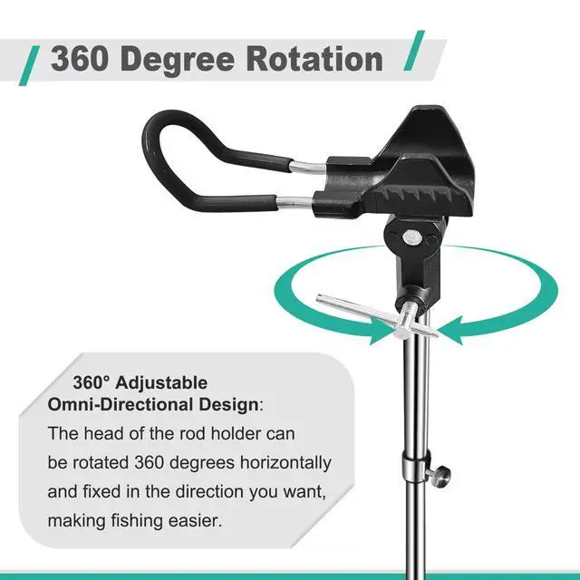 Alt view image 3 of 7 - 2/4 Pack Fishing Rod Holders, 360 Degree Adjustable Fishing Rod Holders for Bank Fising, Height Adjustable 25-36.6 Inch Multifunctional Stainless Steel Beach Fishing Rod Holder Fishing Gifts for Men