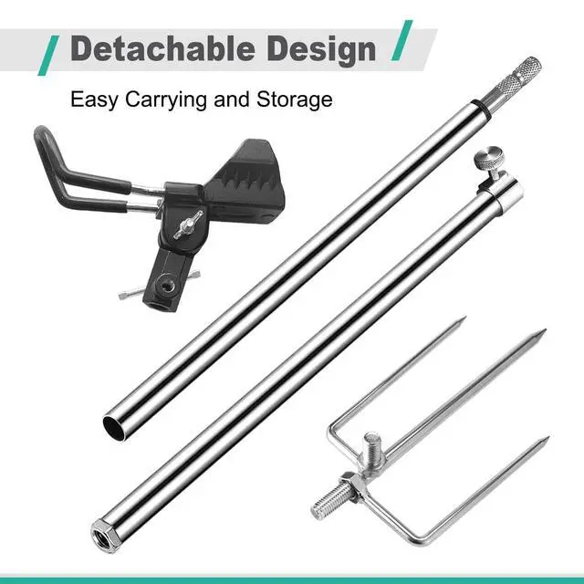 Alt view image 6 of 7 - 2/4 Pack Fishing Rod Holders, 360 Degree Adjustable Fishing Rod Holders for Bank Fising, Height Adjustable 25-36.6 Inch Multifunctional Stainless Steel Beach Fishing Rod Holder Fishing Gifts for Men