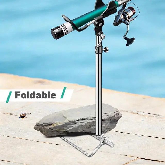 Alt view image 7 of 7 - 2/4 Pack Fishing Rod Holders, 360 Degree Adjustable Fishing Rod Holders for Bank Fising, Height Adjustable 25-36.6 Inch Multifunctional Stainless Steel Beach Fishing Rod Holder Fishing Gifts for Men