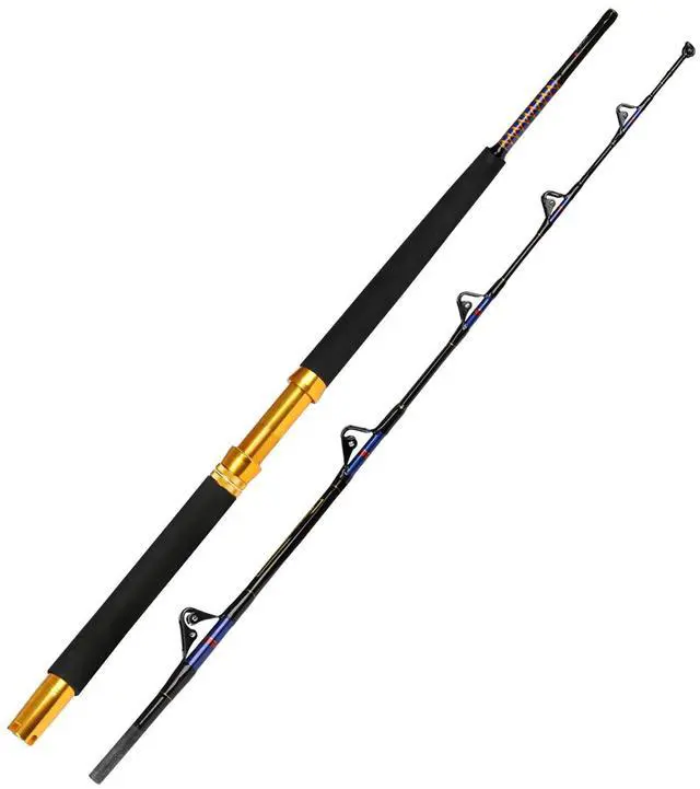 Main image of Saltwater Fishing Trolling Rod 1 Piece/2 Piece Heavy Roller Rod Big Game Conventional Boat Fishing Pole with Roller Guides (30-50lb/50-80lb/80-120lb,5'6"/6'6")