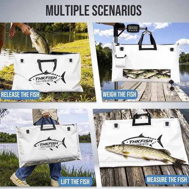 Alt view image 7 of 7 - Fish Tournament Weigh in Bag for Bass Fishing with Leakproof Zipper | Heavy Duty Live Fish Bags for Caught Fish with Waterproof Zipper and Mesh Liner,Puncture Resistant