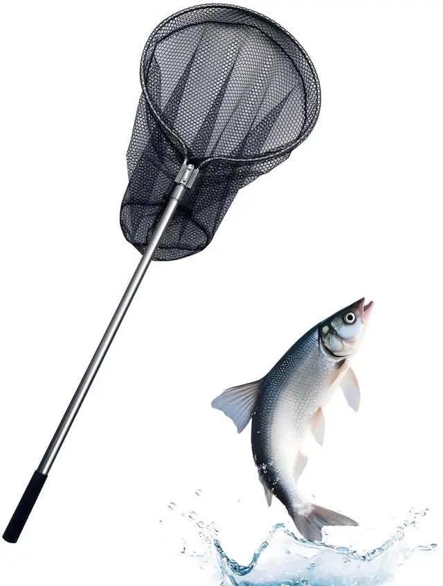 Main image of Heavy Duty Fishing Landing Net, Extendable Aluminum Telescoping Pole (70-102 in) 37in Deep Net for Saltwater Fishing