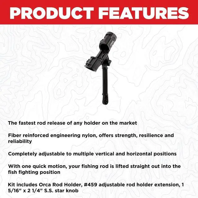 Alt view image 2 of 2 - #405-BK Offshore Orca Rod Holder Kit w/ #459 Extension | Designed for Big Game Fish