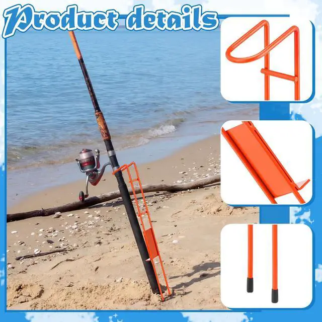 Alt view image 3 of 6 - 2 Set Blaze Bank Fishing Rod Holders Heavy Duty Steel Rod Stands for Shore Fishing