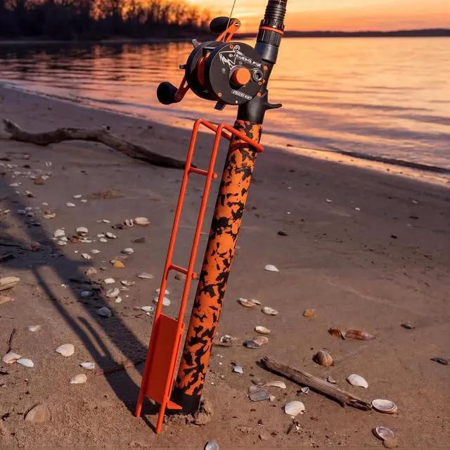 Alt view image 4 of 6 - 2 Set Blaze Bank Fishing Rod Holders Heavy Duty Steel Rod Stands for Shore Fishing
