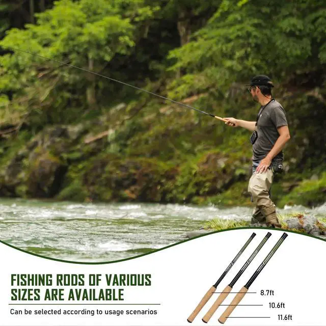 Alt view image 5 of 7 - Tenkara Fly Fishing Rod Kit 8.7ft/10.6ft/11.6ft 24T Carbon Fiber Telescopic Fly Fishing Combo Kit with Carrying Case Fishing Line and Flyfishing Lure for Streams, Trout, Bass, Salmon