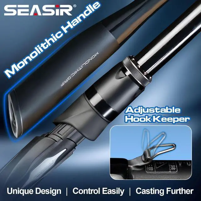 Alt view image 2 of 7 - Overcast Saltwater Fishing Rod, 2 Piece M/MH, Carbon Fiber | Freshwater Spinning Rod 6'6/7'6/8'/8'6, 36T Carbon Fiber, Fuji O, Bass Catfish Trout Rod