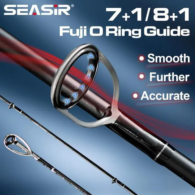 Alt view image 6 of 7 - Overcast Saltwater Fishing Rod, 2 Piece M/MH, Carbon Fiber | Freshwater Spinning Rod 6'6/7'6/8'/8'6, 36T Carbon Fiber, Fuji O, Bass Catfish Trout Rod