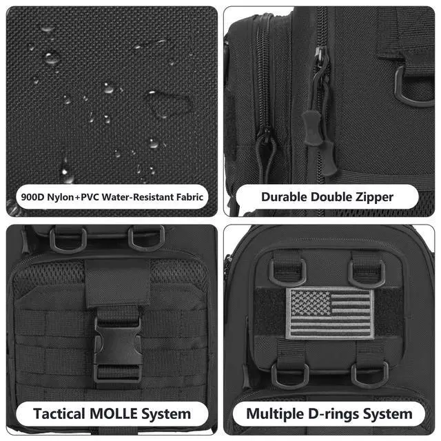 Alt view image 7 of 7 - Fishing Backpack with Tackle Boxes, Fishing Sling Tackle Backpack Bag for Fish Gear With Rod Holder, Fish Kits Gifts for Men Women with Lures, Pliers, Lip Gripper, Black Kit