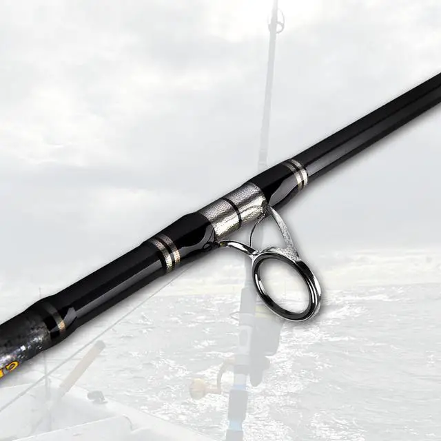 Alt view image 2 of 7 - 3-Piece Spinning Rod Heavy Spinning Fishing Rod Portable Fishing Rod Graphite Spin Rod (30-50 Pound Test)