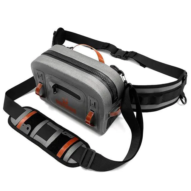 Alt view image 2 of 7 - Lehigh Crossing, Waterproof Fishing Waist Pack, Fly Fishing Fanny Pack, Submersible Lumbar Pack (Grey)