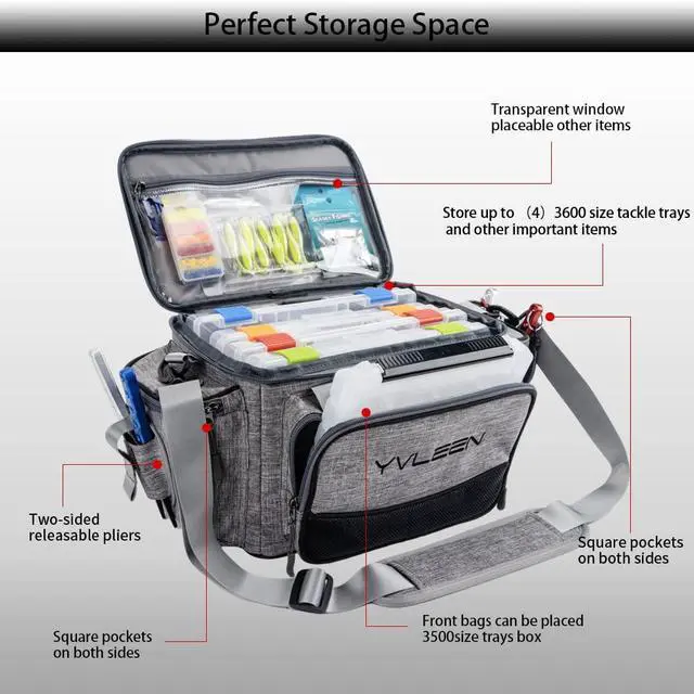 Alt view image 2 of 7 - Fishing Tackle Box Bag - Outdoor Large Fishing Tackle Storage Bag - 100% Water-Resistant Polyester Material - Fishing Tackle Bags - Suitable for 3600 Tackle Box