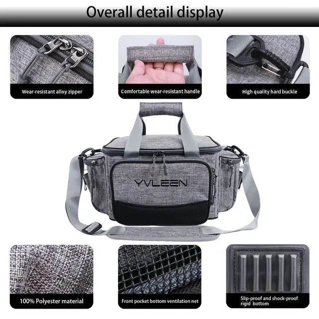 Alt view image 3 of 7 - Fishing Tackle Box Bag - Outdoor Large Fishing Tackle Storage Bag - 100% Water-Resistant Polyester Material - Fishing Tackle Bags - Suitable for 3600 Tackle Box