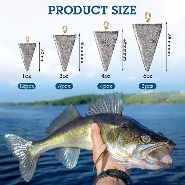 Alt view image 2 of 7 - 27 Pieces Pyramid Fishing Weights Sinkers Triangle Rig Pyramid Sinkers for Ocean Saltwater Surf Bass Catfish Fishing Weights Casting Gear Tackle Essential