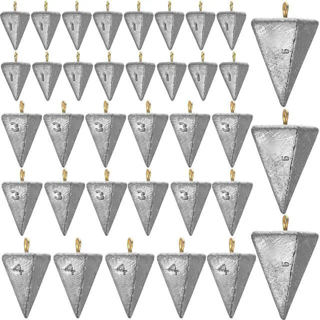 Main image of 27 Pieces Pyramid Fishing Weights Sinkers Triangle Rig Pyramid Sinkers for Ocean Saltwater Surf Bass Catfish Fishing Weights Casting Gear Tackle Essential