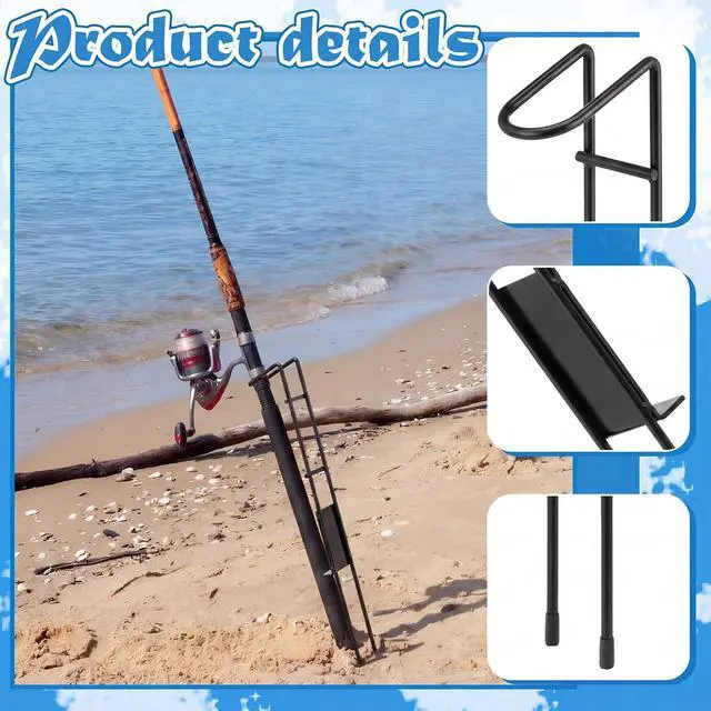 Alt view image 3 of 6 - 2 Set Blaze Bank Fishing Rod Holders Heavy Duty Steel Rod Stands for Shore Fishing