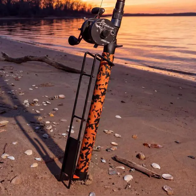 Alt view image 6 of 6 - 2 Set Blaze Bank Fishing Rod Holders Heavy Duty Steel Rod Stands for Shore Fishing
