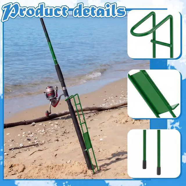 Alt view image 3 of 6 - 2 Set Blaze Bank Fishing Rod Holders Heavy Duty Steel Rod Stands for Shore Fishing