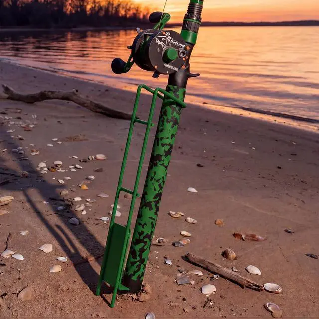 Alt view image 4 of 6 - 2 Set Blaze Bank Fishing Rod Holders Heavy Duty Steel Rod Stands for Shore Fishing