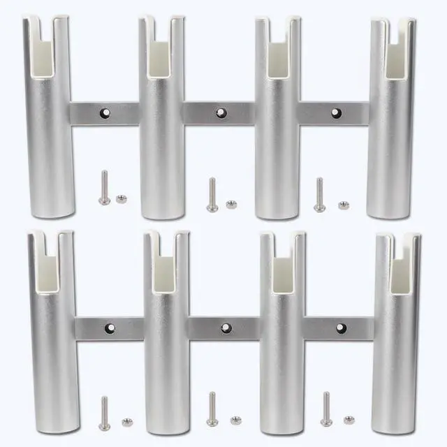 Main image of 2PCS 4-Tube Aluminum Fishing Rod Holder for Boat, Wall-Mounted Fishing Pole Roof Rod Rack, Surf Fishing Rod Holder for Truck, Boats & Yacht