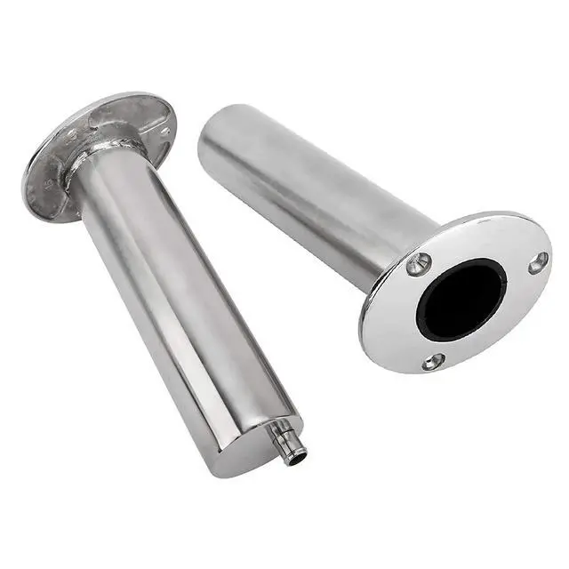 Alt view image 2 of 7 - 4-Pack Heavy Duty Stainless Steel 316 Deluxe Rod Holders with Drain, Flush Mount Fishing Rod Pole Holders, 30 Degree /15 Degree/90 Degree