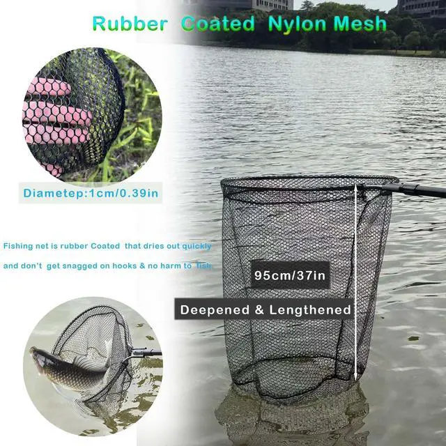Alt view image 4 of 6 - Heavy Duty Fishing Landing Net, Extendable Aluminum Telescoping Pole (70-102 in) 37in Deep Net for Saltwater Fishing