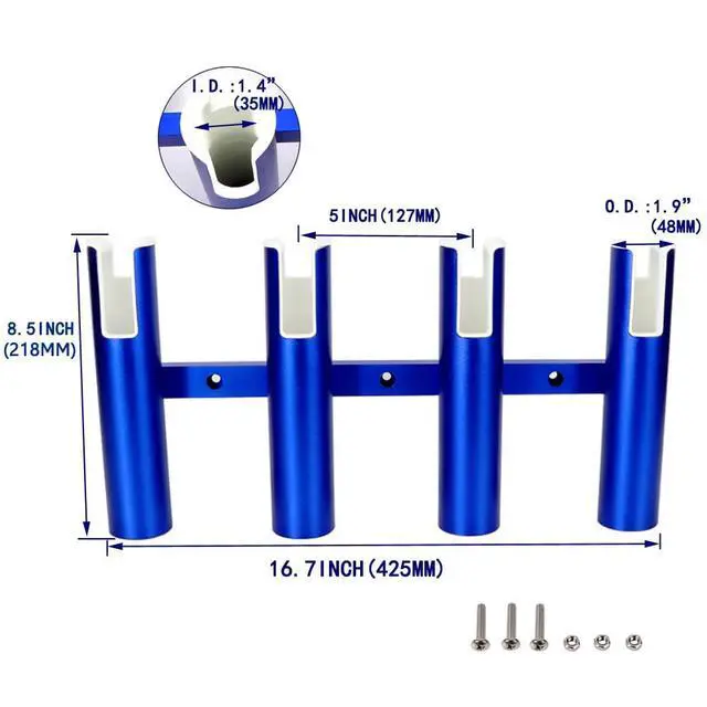 Alt view image 2 of 7 - 2PCS 4-Tube Aluminum Fishing Rod Holder for Boat, Wall-Mounted Fishing Pole Roof Rod Rack, Surf Fishing Rod Holder for Truck, Boats & Yacht