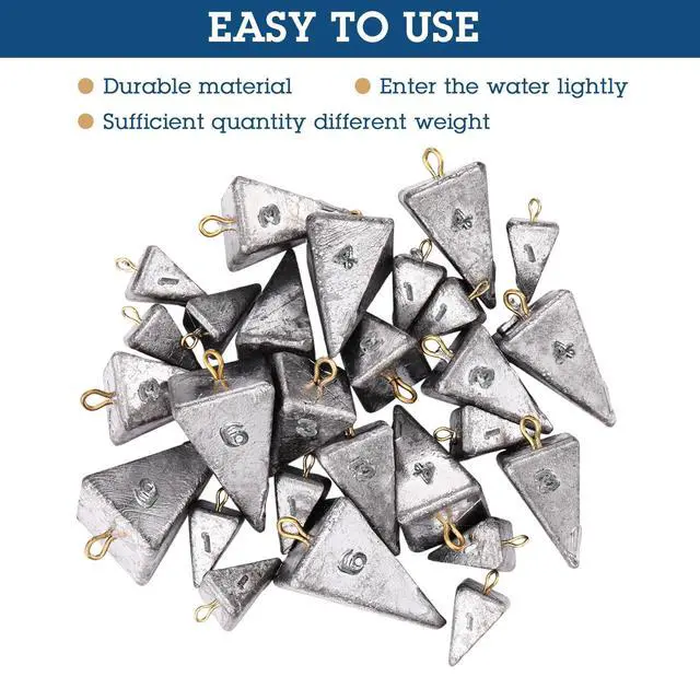 Alt view image 5 of 7 - 27 Pieces Pyramid Fishing Weights Sinkers Triangle Rig Pyramid Sinkers for Ocean Saltwater Surf Bass Catfish Fishing Weights Casting Gear Tackle Essential