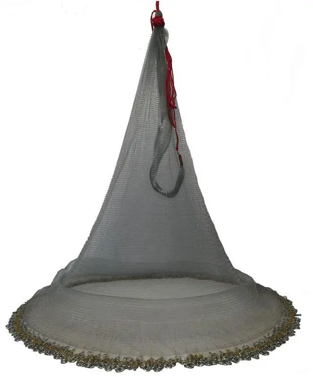 Main image of Korea Saltwater Fishing Cast Net for Bait Trap Fish 6ft/10ft Radius Casting Nets with Heavy Chain Zinc Sinker Weights, 3/8inch Mesh Size