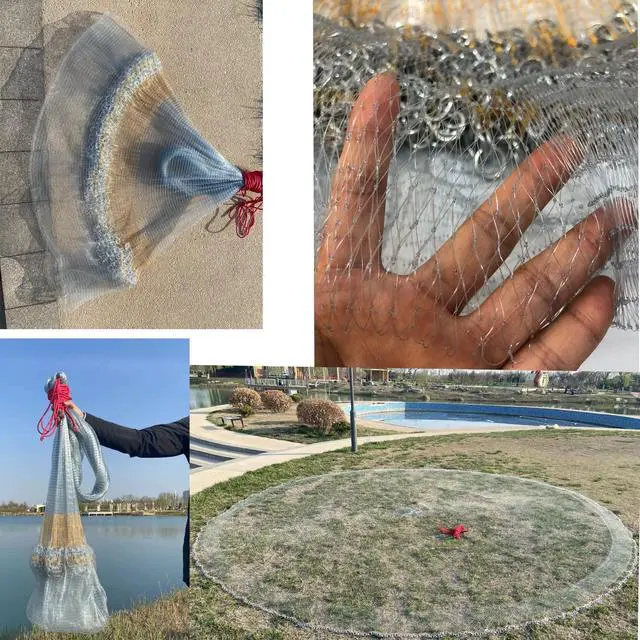 Alt view image 5 of 7 - Korea Saltwater Fishing Cast Net for Bait Trap Fish 6ft/10ft Radius Casting Nets with Heavy Chain Zinc Sinker Weights, 3/8inch Mesh Size