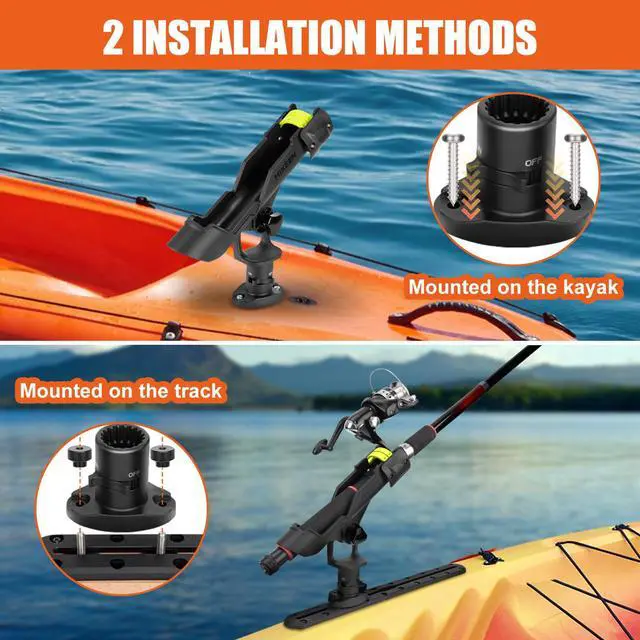 Alt view image 5 of 7 - Kayak Fishing Rod Holder, 1Pack / 2Pack | Track Mount / Deck Mount, 360 Degree Adjustable, For Fishing Boat, Fishing Pole Holder