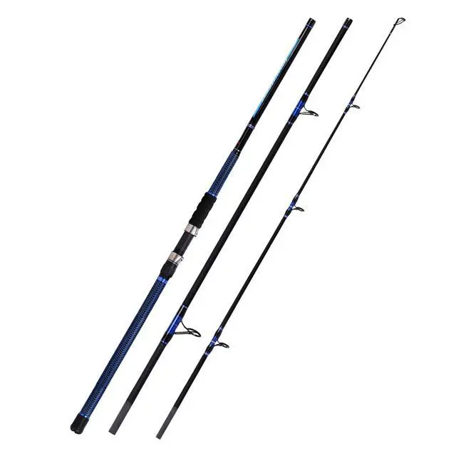 Alt view image 2 of 7 - Surf Fishing Rod Carbon Surf Spinning Rod Portable Travel Saltwater Beach Blue Surf Rod with SuperPolymer Handle 8'6"/9'/10'/12'/15'