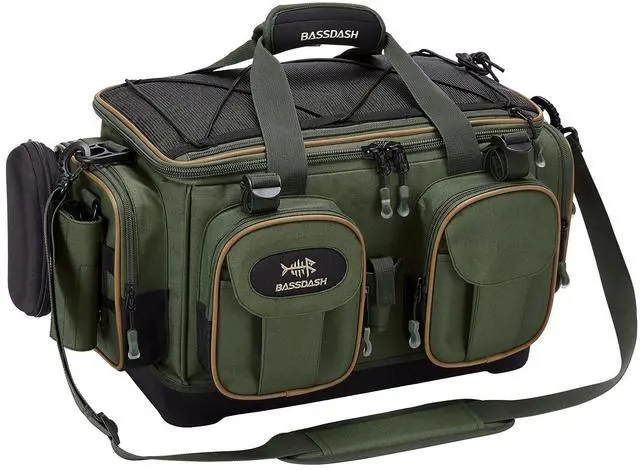 Main image of Fishing Tackle Shoulder Bag Water Resistant Lightweight Gear Storage Pack with Hard Molded Bottom Rain Cover